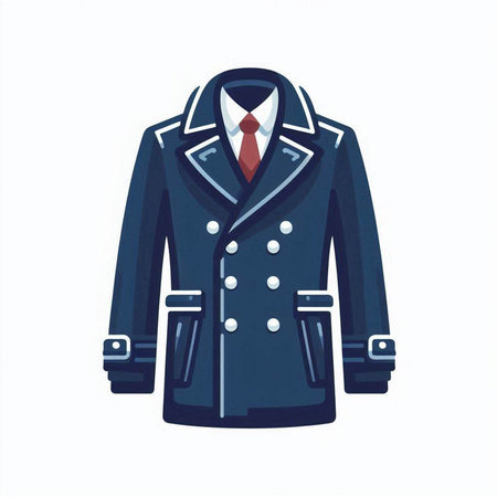 Men's coat isolated on a white background. Vector illustration in flat style.のイラスト素材