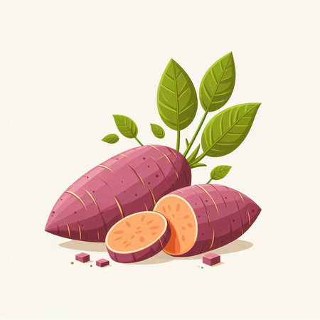 Sweet potato vector illustration. Sweet potato vector illustration. Sweet potato vector illustration.のイラスト素材