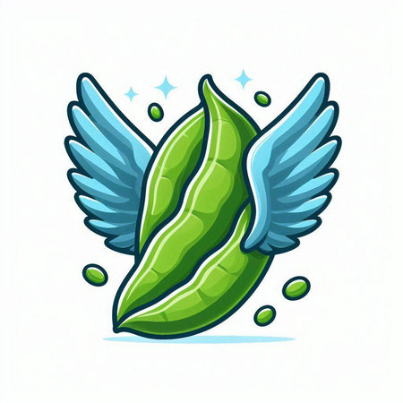 Green leaf with wings. Vector illustration isolated on a white background.のイラスト素材