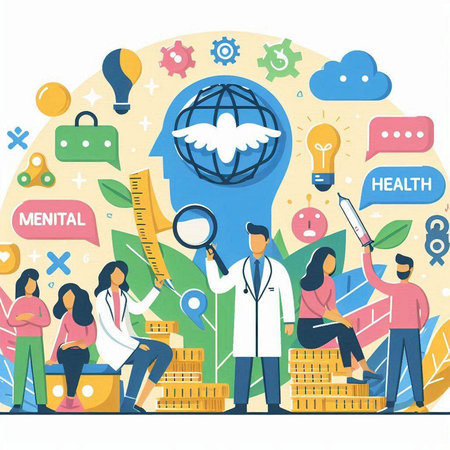 Flat design vector illustration concept of medicine, health care, research and development.のイラスト素材