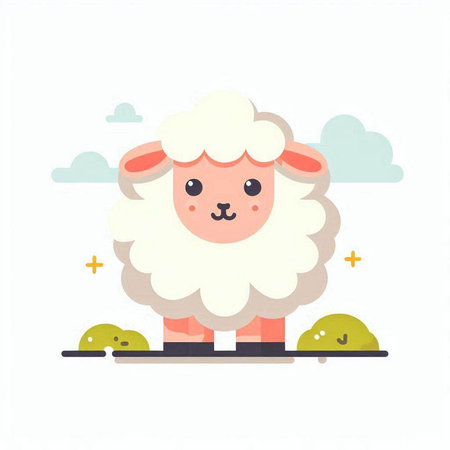Cute sheep in the sky. Vector illustration for your design.のイラスト素材