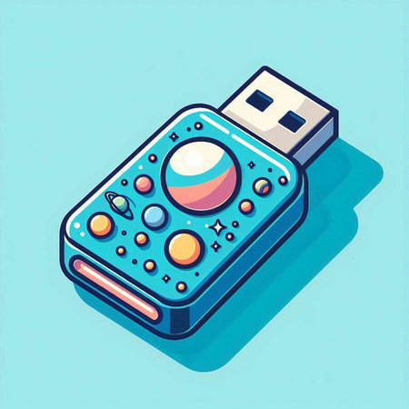 Usb flash drive isolated on a blue background. Vector illustration.のイラスト素材