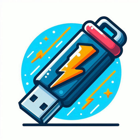 Usb flash drive with lightning. Vector illustration in flat style.のイラスト素材