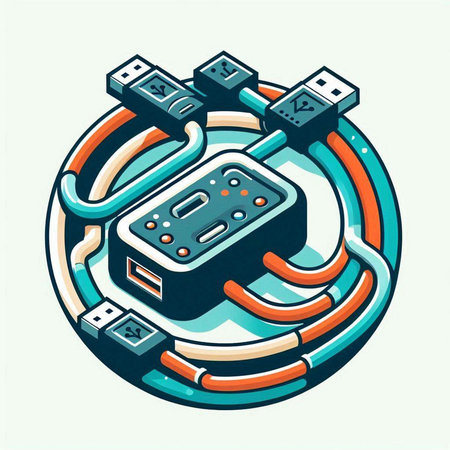 Vector illustration of a video game console in the form of a circle.のイラスト素材