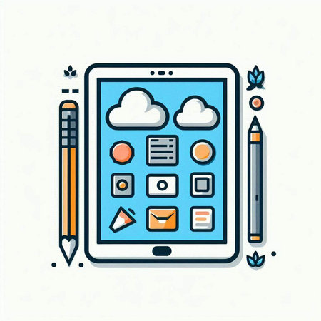 Modern flat line design vector illustration concept of cloud computing and social media.のイラスト素材