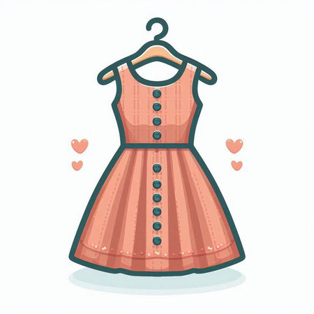 Cute dress on a hanger with hearts. Vector illustration.のイラスト素材