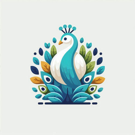 Peacock vector illustration. Peacock vector logo design template.のイラスト素材