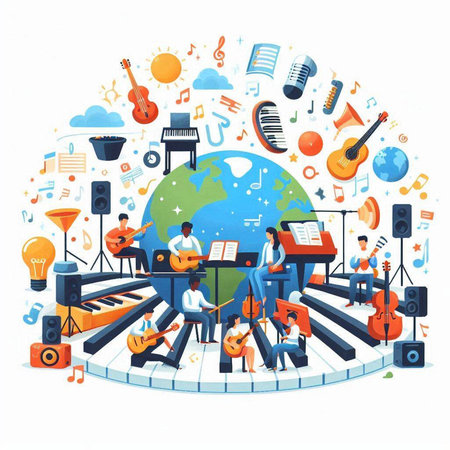 Musical instruments around the world. Vector illustration in cartoon style.のイラスト素材