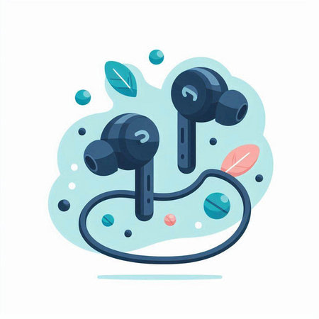 Earphones flat color vector icon. Modern design for web site and mobile appのイラスト素材