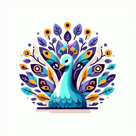 Peacock. Vector illustration. Colorful background with peacock.のイラスト素材