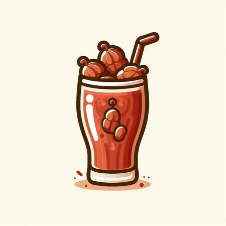 Coffee smoothie in a glass. Hand drawn vector illustration.のイラスト素材