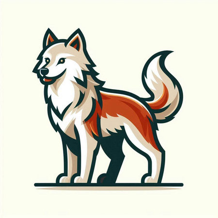 Samoyed dog. Vector illustration of a dog in flat style.のイラスト素材