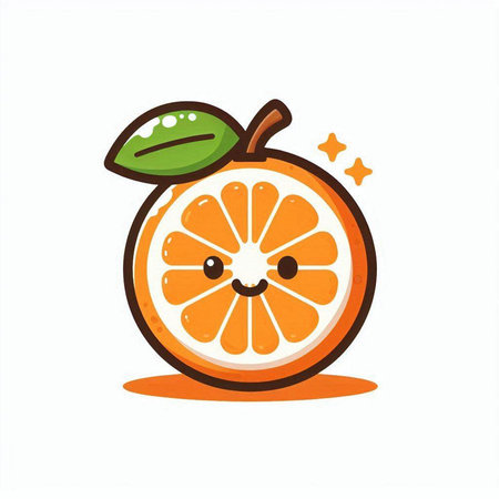 Cute cartoon orange fruit character on white background. Vector illustration.のイラスト素材