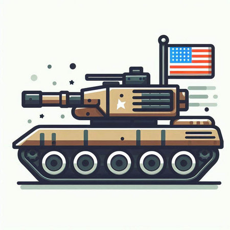 American tank. Vector illustration. Isolated on a white background.のイラスト素材
