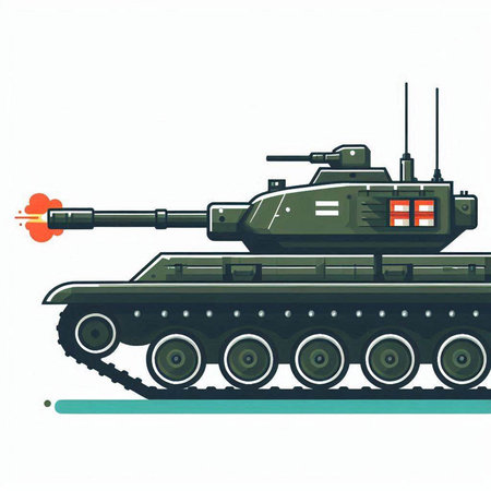 Military tank on a white background, vector illustration, eps 10のイラスト素材