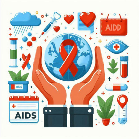 Flat design concept of World Aids Day. Vector illustration.のイラスト素材