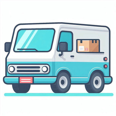 delivery van, vector illustration, isolated on a white background.のイラスト素材