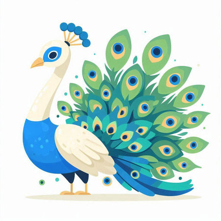 Peacock vector illustration isolated on white background. Cartoon style.のイラスト素材