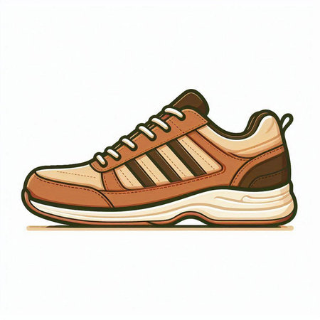 Illustration of a brown sneaker on a white background. Vector illustrationのイラスト素材