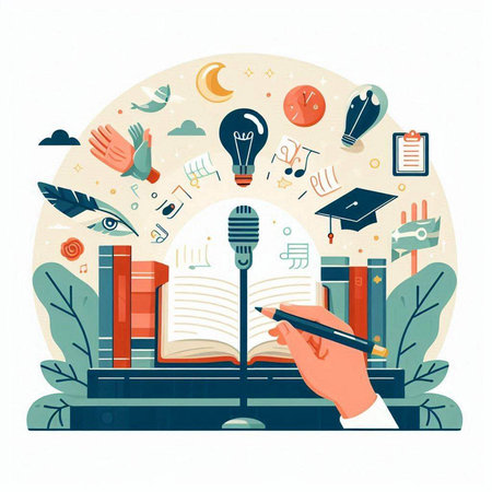 Concept of education, knowledge and learning. Vector illustration in flat styleのイラスト素材