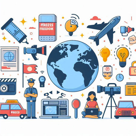 Vector illustration of flat line art design of web and mobile technology.のイラスト素材