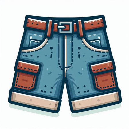 Jeans shorts isolated on white background. Vector illustration. Eps 10.のイラスト素材
