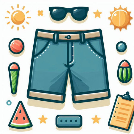 Summer clothes icon set. Cartoon illustration of summer clothes icon set for web designのイラスト素材