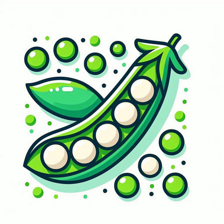 Green peas icon. Vector illustration of peas isolated on white background.のイラスト素材