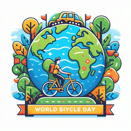 World Bicycle Day. Vector illustration on the theme of World Bicycle Day.のイラスト素材
