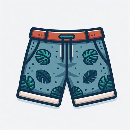 Shorts design in doodle style. Hand drawn vector illustration.のイラスト素材
