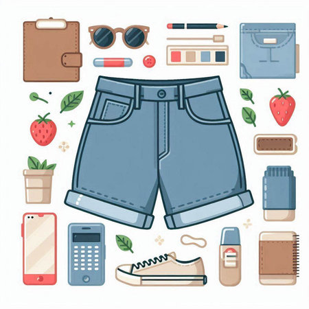 Vector illustration of a set of men's clothing, accessories and items.のイラスト素材