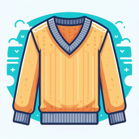 Vector illustration of a sweater in a flat style on a blue backgroundのイラスト素材