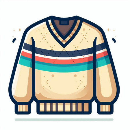 Illustration of a knitted sweater. Winter clothing. Vector illustrationのイラスト素材