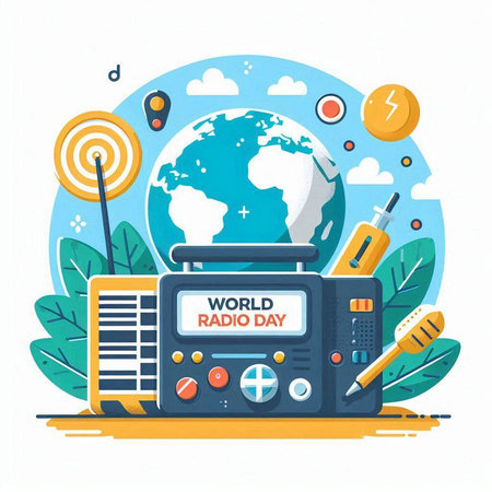 World Radio Day. World Radio Day. Flat design vector illustration.のイラスト素材