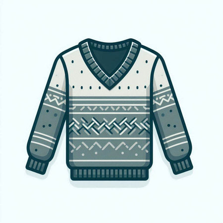 Knitted woolen sweater. Vector illustration of a sweater with an ornament.のイラスト素材