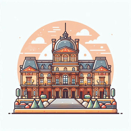 City hall building in the style of flat design. Vector illustration.のイラスト素材