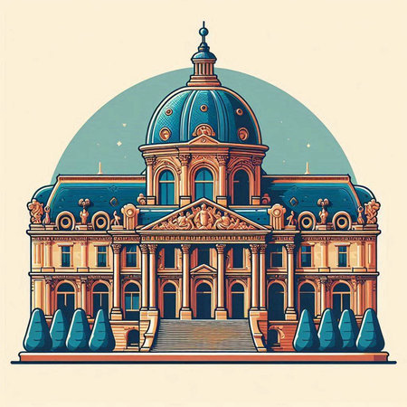 Vienna, Austria. City Hall building. Vintage style vector illustration.のイラスト素材