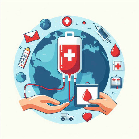 Blood donation concept. Vector illustration in flat style. Donate blood concept.のイラスト素材