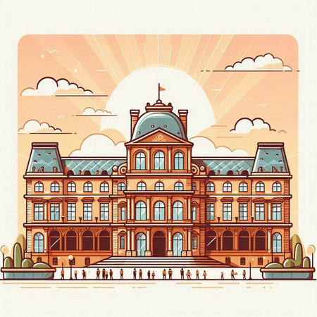 Town hall building in retro style. Vector illustration in vintage style.のイラスト素材