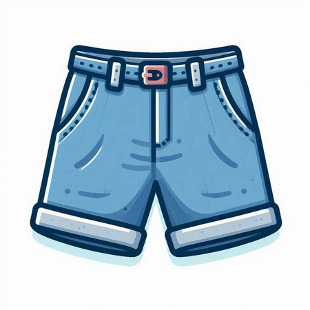 Jeans shorts isolated on white background. Vector illustration in cartoon style.のイラスト素材