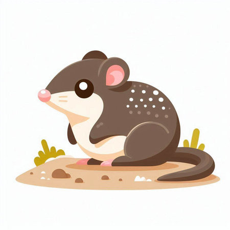Illustration of a little mouse sitting on the sand. Vector illustration.のイラスト素材