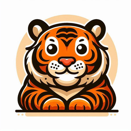 Vector illustration of a tiger cartoon mascot. Isolated on white background.のイラスト素材