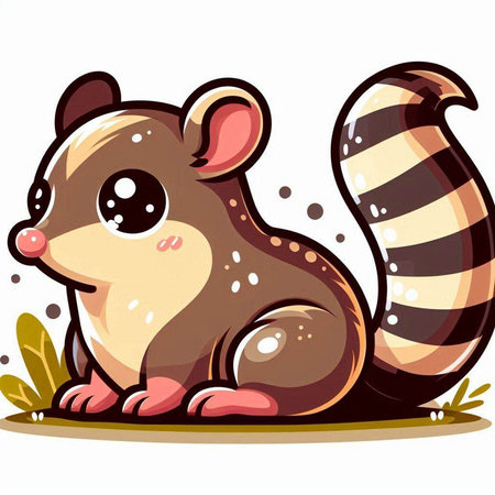 Illustration of a Little Skunk Sitting on the Ground - Vectorのイラスト素材