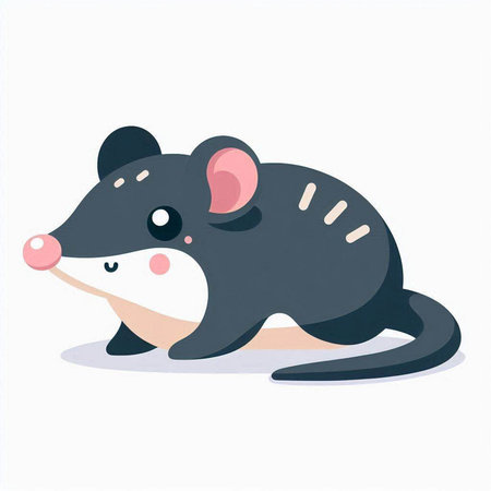 Cute cartoon mouse isolated on white background. Vector illustration of a rat.のイラスト素材