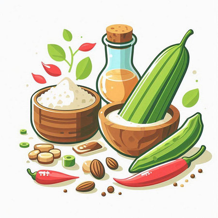 Spices and herbs. Vector illustration in cartoon style on white background.のイラスト素材