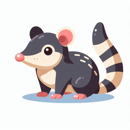 Cute raccoon. Vector illustration in cartoon style on white background.のイラスト素材