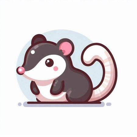 Cute cartoon rat. Vector illustration in flat style isolated on white background.のイラスト素材