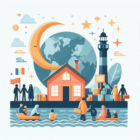 Flat design illustration concepts for global warming, climate change and climate change.のイラスト素材