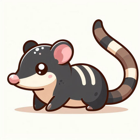 Cute little cartoon raccoon on white background. Vector illustration.のイラスト素材