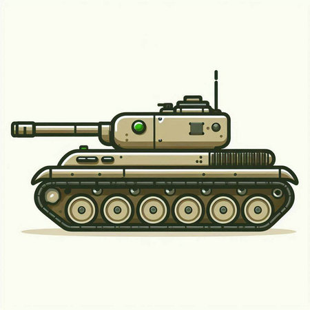 Cartoon tank. Vector illustration. Isolated on white background.のイラスト素材